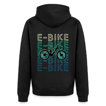 E Bike Retro Electric Bicycle MTB - Unisex Premium Organic Zip Hoodie - black - Back - Nico (187cm)