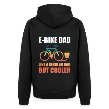 E Bike Dad wie ein normaler Papa, aber cooler - Unisex Premium Bio Zip Hoodie - Schwarz - Hinten - Nico (187cm)