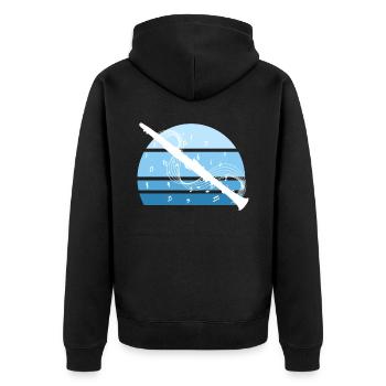 Klarinette ästhetischer Retro -Klarinettist Vintag - Unisex Premium Bio Zip Hoodie - Schwarz - Hinten - Nico (187cm)