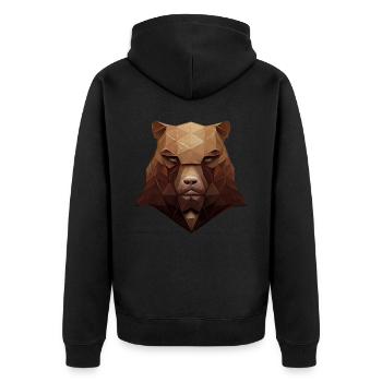 Geometrischer Bärenkopf Polygon niedriger Polybär - Unisex Premium Bio Zip Hoodie - Schwarz - Hinten - Nico (187cm)