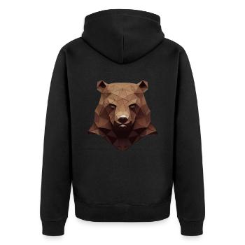 Polygonbärenkopf niedrige Polybären - Unisex Premium Bio Zip Hoodie - Schwarz - Hinten - Nico (187cm)