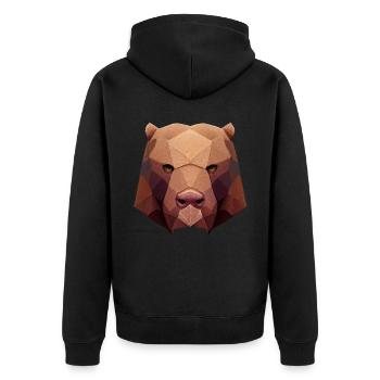 Polygonbärenkopf niedrige Polybären - Unisex Premium Bio Zip Hoodie - Schwarz - Hinten - Nico (187cm)
