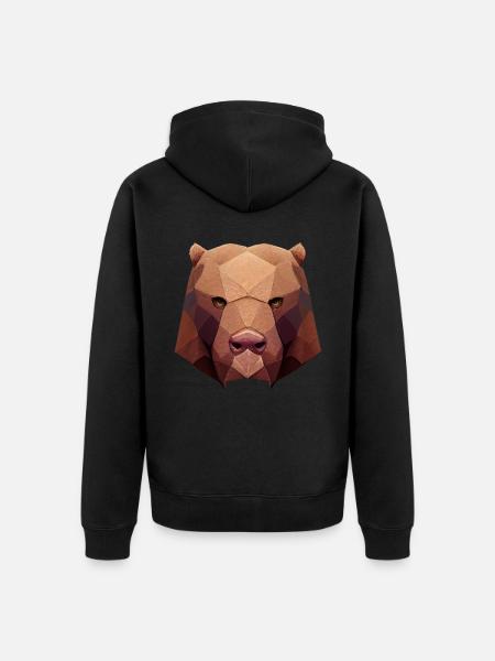 Polygonbärenkopf niedrige Polybären - Unisex Premium Bio Zip Hoodie - Schwarz