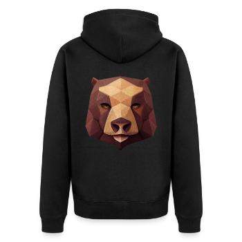 Geometrischer Bärenkopf Polygon niedriger Polybär - Unisex Premium Bio Zip Hoodie - Schwarz - Hinten - Nico (187cm)