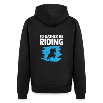 Reiten Pferd Reiterhof Reiterin Geschenk - Unisex Premium Bio Zip Hoodie - Schwarz - Hinten - Nico (187cm)