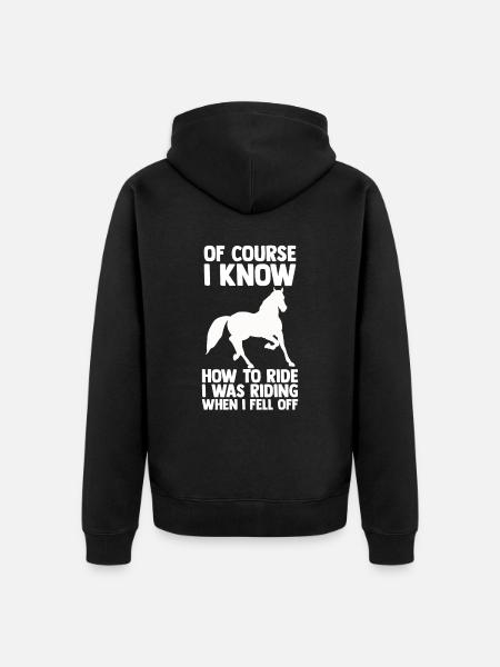 Pferde Reiten Reiter Spruch - Unisex Premium Bio Zip Hoodie - Schwarz