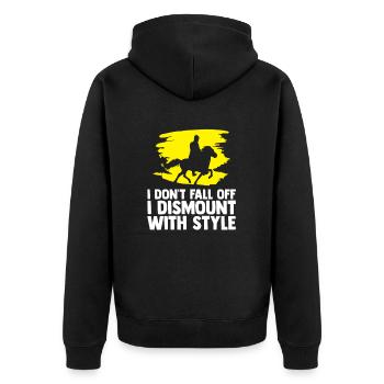 Reiten Pferd Reiterhof Reiterin Geschenk - Unisex Premium Bio Zip Hoodie - Schwarz - Hinten - Nico (187cm)