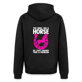 Reiten Pferd Reiterhof Reiterin Geschenk - Unisex Premium Bio Zip Hoodie - Schwarz - Hinten - Nico (187cm)