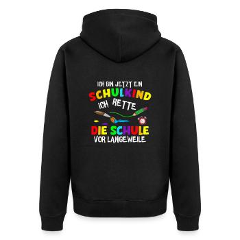 Ich Bin Jetzt Ein Schulkind Schüler Erstklässler - Unisex Premium Bio Zip Hoodie - Schwarz - Hinten - Nico (187cm)