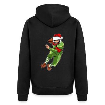Football Elf Santa Claus - Unisex Premium Organic Zip Hoodie - black - Back - Nico (187cm)