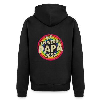 Ich Werde Papa 2023 - Unisex Premium Bio Zip Hoodie - Schwarz - Hinten - Nico (187cm)