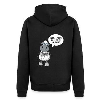 Lebe Lache Lass Mich In Ruhe - Unisex Premium Bio Zip Hoodie - Schwarz - Hinten - Nico (187cm)