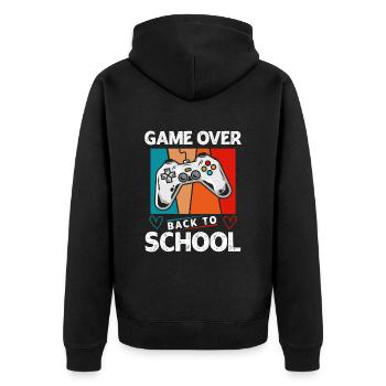 L’écolier commence le jeu du premier jour d’école - Veste à capuche bio Premium Unisexe - noir - Dos - Nico (187cm)