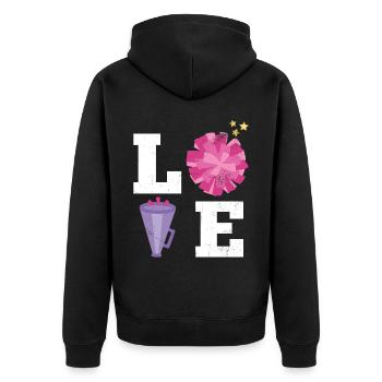 Liebesdesign Für Cheerleader Cheer Girls - Unisex Premium Bio Zip Hoodie - Schwarz - Hinten - Nico (187cm)