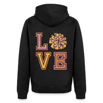 Liebesdesign Für Cheerleader Cheer Girls - Unisex Premium Bio Zip Hoodie - Schwarz - Hinten - Nico (187cm)