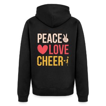 Friedensliebes-beifall-design Für - Unisex Premium Bio Zip Hoodie - Schwarz - Hinten - Nico (187cm)