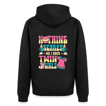 Nichts Macht Mir Angst, Ich Habe Zwillingsmädchen. - Unisex Premium Bio Zip Hoodie - Schwarz - Hinten - Nico (187cm)