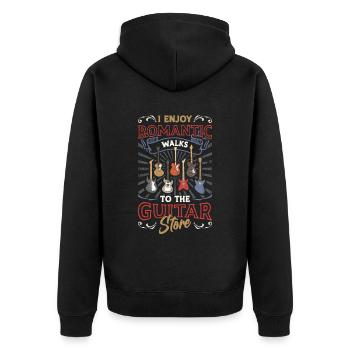 Ich Genieße Romantische Spaziergänge. - Unisex Premium Bio Zip Hoodie - Schwarz - Hinten - Nico (187cm)