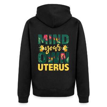 Uterus Blumen Ermächtigung Frauenrechte - Unisex Premium Bio Zip Hoodie - Schwarz - Hinten - Nico (187cm)