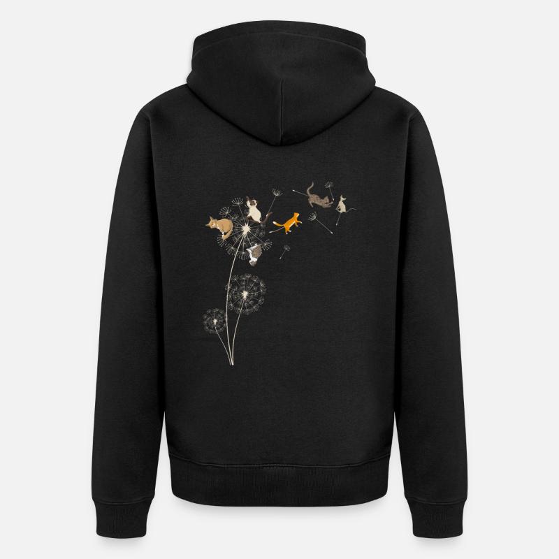 Chats Pissenlit Mignon Chat Fleurs - Veste à capuche bio Premium Unisexe - noir
