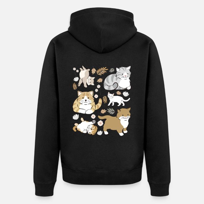 Chatons espiègles mignons - Veste à capuche bio Premium Unisexe - noir