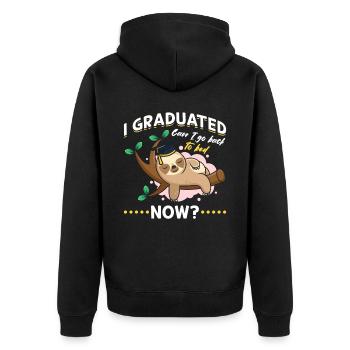 Graduation Paresseux Hommes Femmes Diplômés - Veste à capuche bio Premium Unisexe - noir - Dos - Nico (187cm)