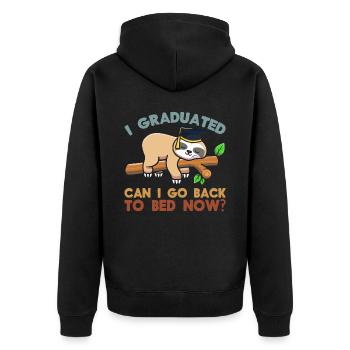 Faultier Männer Frauen Graduierung - Unisex Premium Bio Zip Hoodie - Schwarz - Hinten - Nico (187cm)