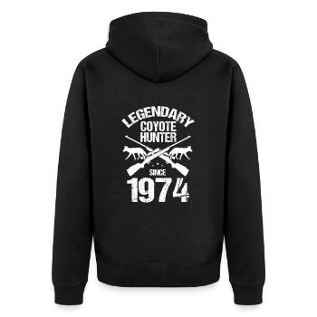 Kojotentöter und Kojotenjagd auf Wildtiere - Unisex Premium Bio Zip Hoodie - Schwarz - Hinten - Nico (187cm)