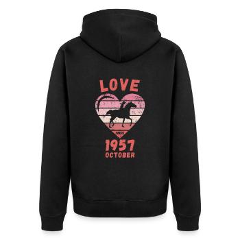 Love Horse Riding Birthday October 1957 - Unisex Premium Organic Zip Hoodie - black - Back - Nico (187cm)