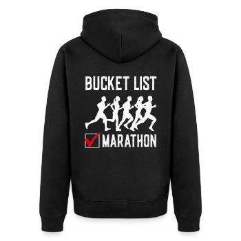 Running Runner Half Marathon - Unisex Premium Bio Zip Hoodie - Schwarz - Hinten - Nico (187cm)