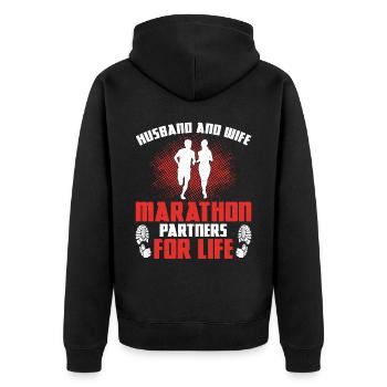 Running Runner Half Marathon - Unisex Premium Organic Zip Hoodie - black - Back - Nico (187cm)