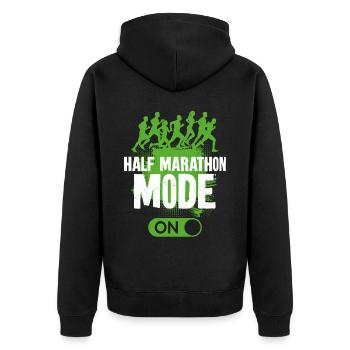 Running Runner Half Marathon - Unisex Premium Bio Zip Hoodie - Schwarz - Hinten - Nico (187cm)