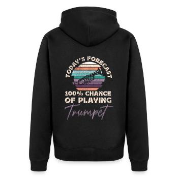 Trumpet Player Vintage Retro - Unisex Premium Bio Zip Hoodie - Schwarz - Hinten - Nico (187cm)