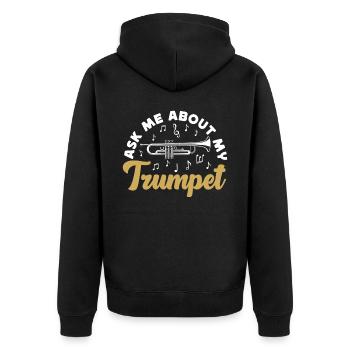 Trumpet Player Ask Me About My - Unisex Premium Bio Zip Hoodie - Schwarz - Hinten - Nico (187cm)