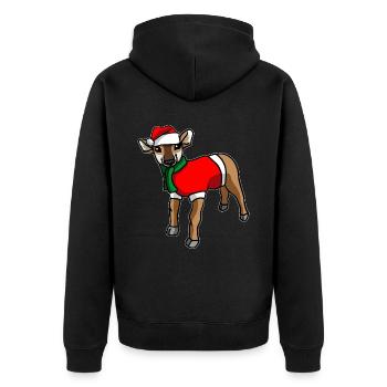Antelope in Christmas costume - Unisex Premium Organic Zip Hoodie - black - Back - Nico (187cm)