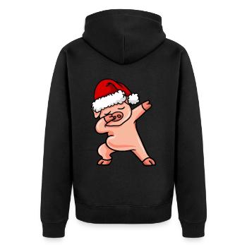 Dabbing Schwein Christmas - Unisex Premium Bio Zip Hoodie - Schwarz - Hinten - Nico (187cm)