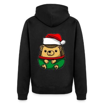 Hérisson avec chapeau de Noël Costume de Noël - Veste à capuche bio Premium Unisexe - noir - Dos - Nico (187cm)