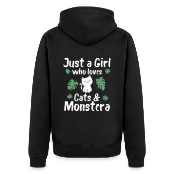 Juste une fille qui aime les chats et Monstera - Veste à capuche bio Premium Unisexe - noir - Dos - Nico (187cm)