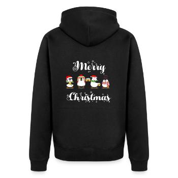 Merry Christmas Lustiger Pinguin Bier - Unisex Premium Bio Zip Hoodie - Schwarz - Hinten - Nico (187cm)