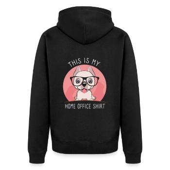 Das ist mein Home-Office Hund - Unisex Premium Bio Zip Hoodie - Schwarz - Hinten - Nico (187cm)