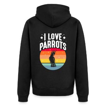 Ich Liebe Papageien Tier Papagei Süß Haustier - Unisex Premium Bio Zip Hoodie - Schwarz - Hinten - Nico (187cm)