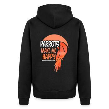 Papageien Machen Mich Glücklich Tier Papagei Süß - Unisex Premium Bio Zip Hoodie - Schwarz - Hinten - Nico (187cm)