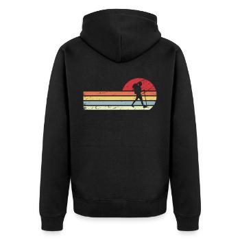 Sun and Retro Lines - Female Hiking - - Unisex Premium Organic Zip Hoodie - black - Back - Nico (187cm)
