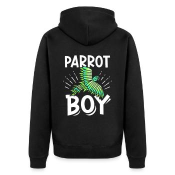 Papageienjunge Papagei Junge Papageien Tier Süß - Unisex Premium Bio Zip Hoodie - Schwarz - Hinten - Nico (187cm)