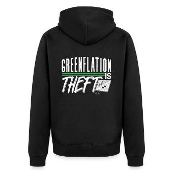 Greenflation is theft green energy inflation - Unisex Premium Organic Zip Hoodie - black - Back - Nico (187cm)