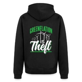 Greenflation is theft inflation energy green - Unisex Premium Organic Zip Hoodie - black - Back - Nico (187cm)