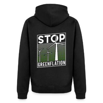 Greenflation Stop Energie Inflation verte - Veste à capuche bio Premium Unisexe - noir - Dos - Nico (187cm)