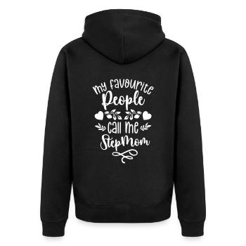 My favorite people call me stepmother - Unisex Premium Organic Zip Hoodie - black - Back - Nico (187cm)