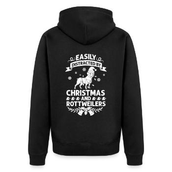 Rottweiler Hund Welpen Besitzer Halter Weihnachten - Unisex Premium Bio Zip Hoodie - Schwarz - Hinten - Nico (187cm)