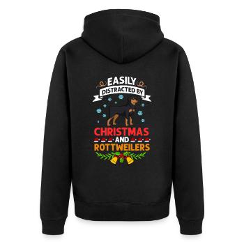 Rottweiler Hund Welpen Besitzer Halter Weihnachten - Unisex Premium Bio Zip Hoodie - Schwarz - Hinten - Nico (187cm)